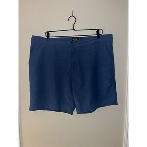 Faherty Mens All Day 9" Shorts Blue Flat Front Polyester/Cotton/Spandex 36